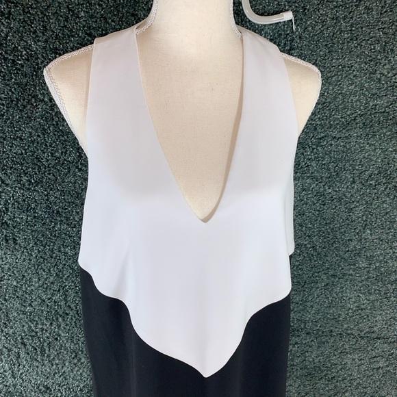 Alice + Olivia Black & White V Neck Mini Dress - Picture 7 of 9